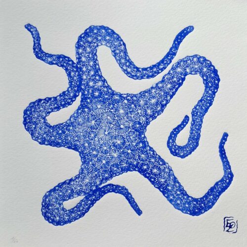 Linogravure Eoz Arts - Etoile de mer bleue