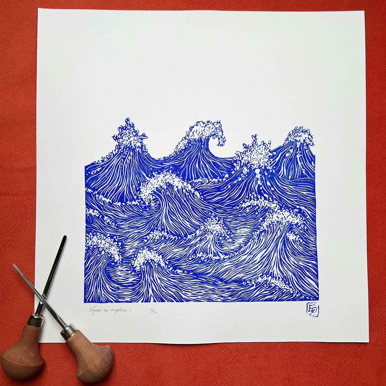 Vagues en éruption - 30x30 cm